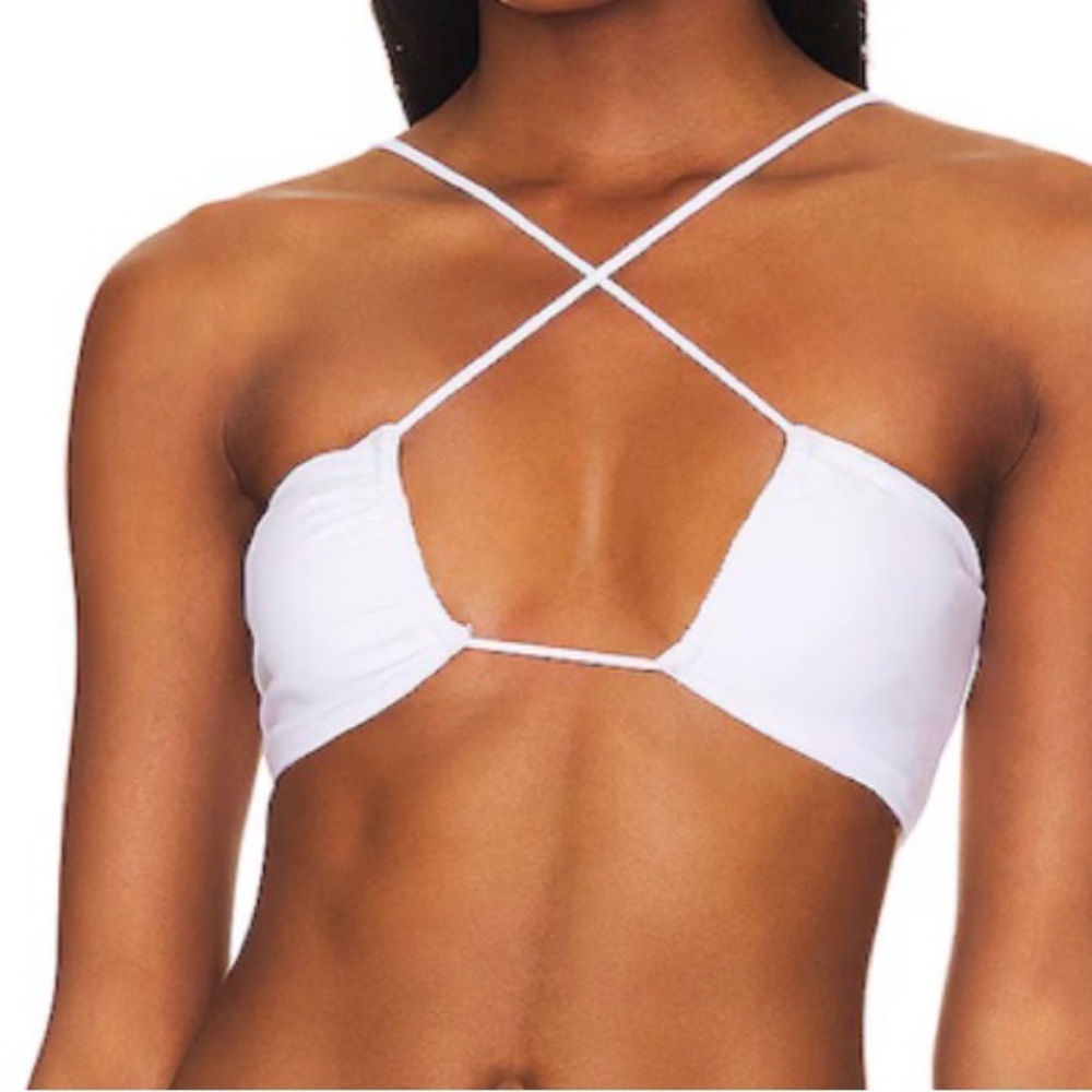Superdown White Strappy Bikini Top